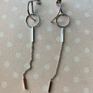 Silver linear ear jackets